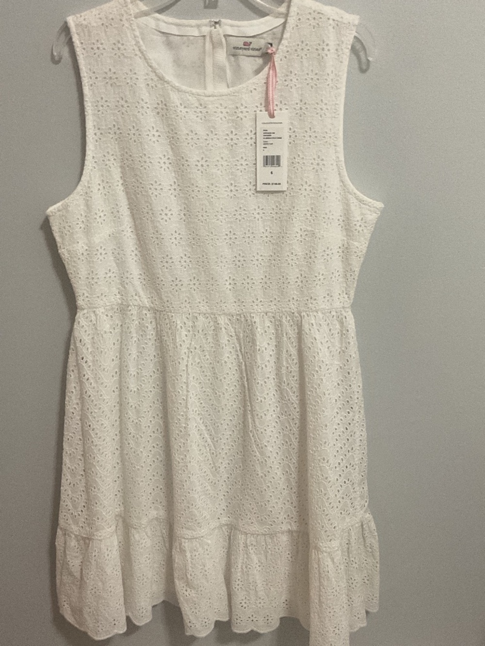 NWT Vineyard Vines Allamanda Sleeveless White Eyelet Mini Dress, Size 6